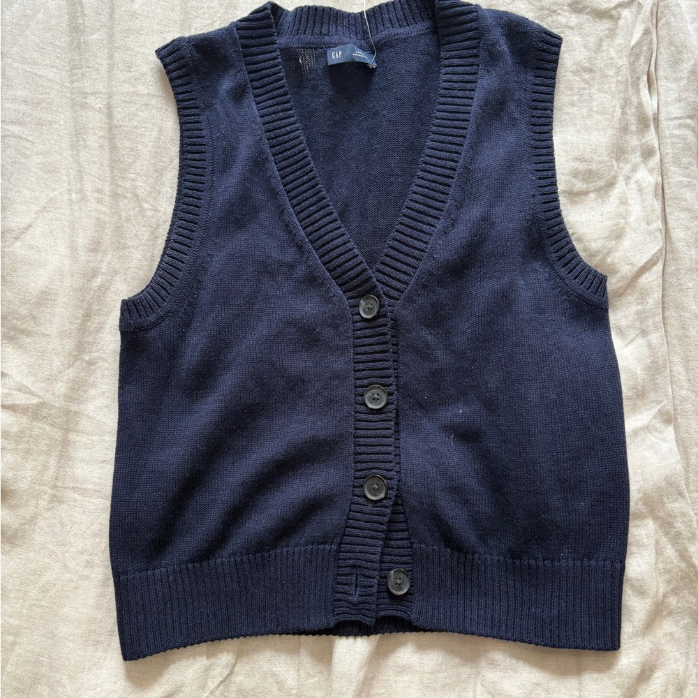 Navy Blue Button-Up Vest